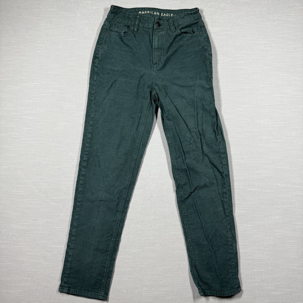 American Eagle Pants Womens 0 Green Corduroy Skinny Ankle Stretch Y2K Casual